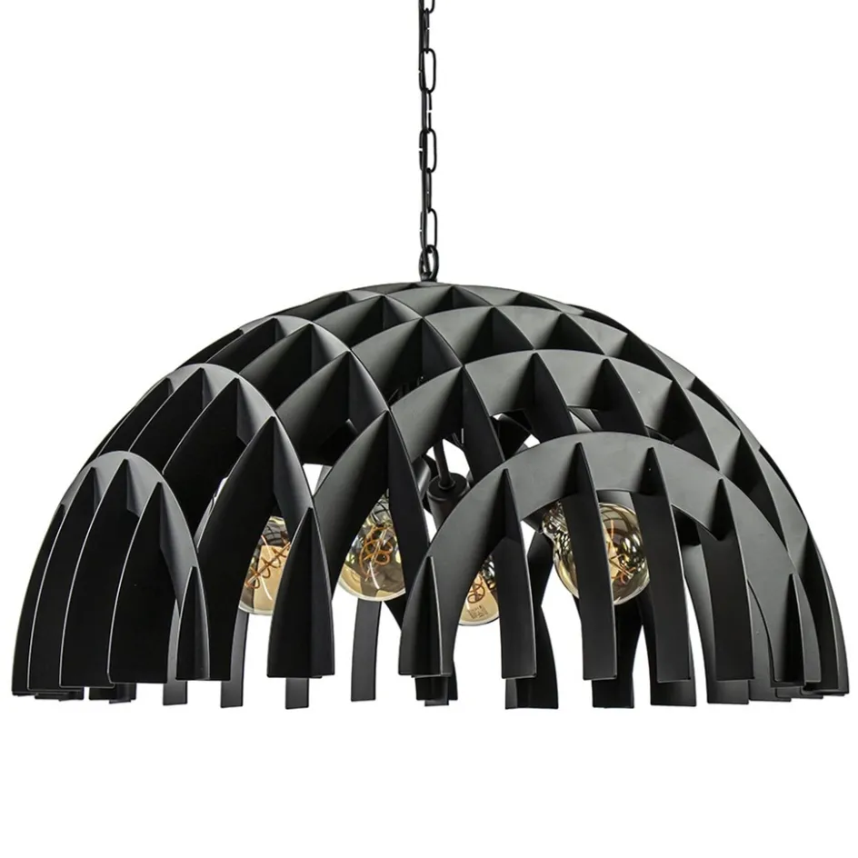 Grote koepel hanglamp Dome mat zwart metaal>Straluma New