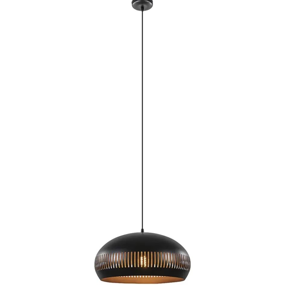 Grote koepel hanglamp zwart met goud 50 cm>Straluma Hot