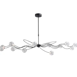 Grote LED hanglamp zwart met helder glazen bollen>Straluma New