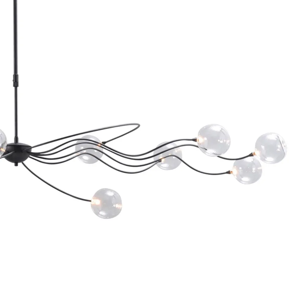 Grote LED hanglamp zwart met helder glazen bollen>Straluma New