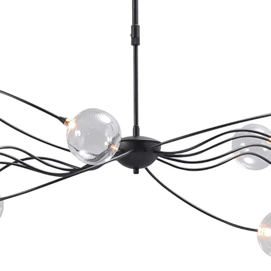 Grote LED hanglamp zwart met helder glazen bollen>Straluma New