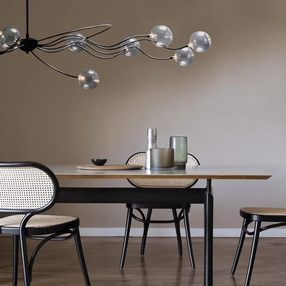 Grote LED hanglamp zwart met helder glazen bollen>Straluma New