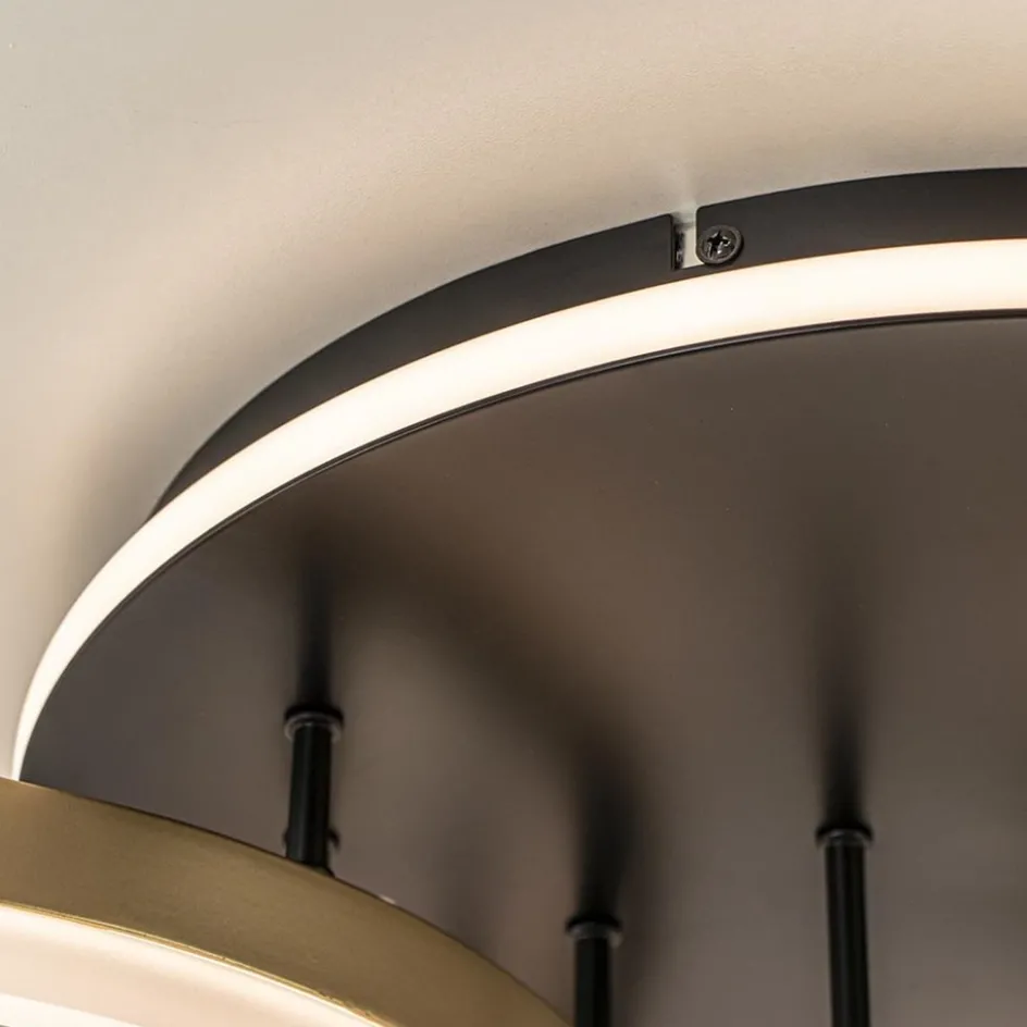 Grote LED Plafondlamp goud/zwart 3-standen dimbaar>Straluma Sale