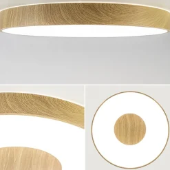Grote LED plafondlamp met houtlook 65 cm><noscript><img width=