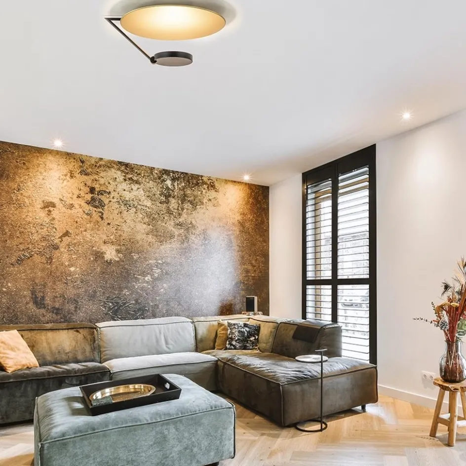 Grote LED plafondlamp zwart/goud indirect licht>Straluma Discount