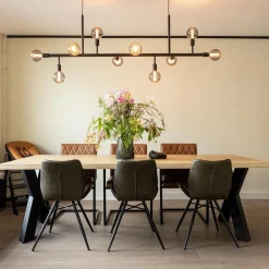 Grote 10-lichts eettafelhanglamp zwart exclusief lichtbronnen><noscript><img width=