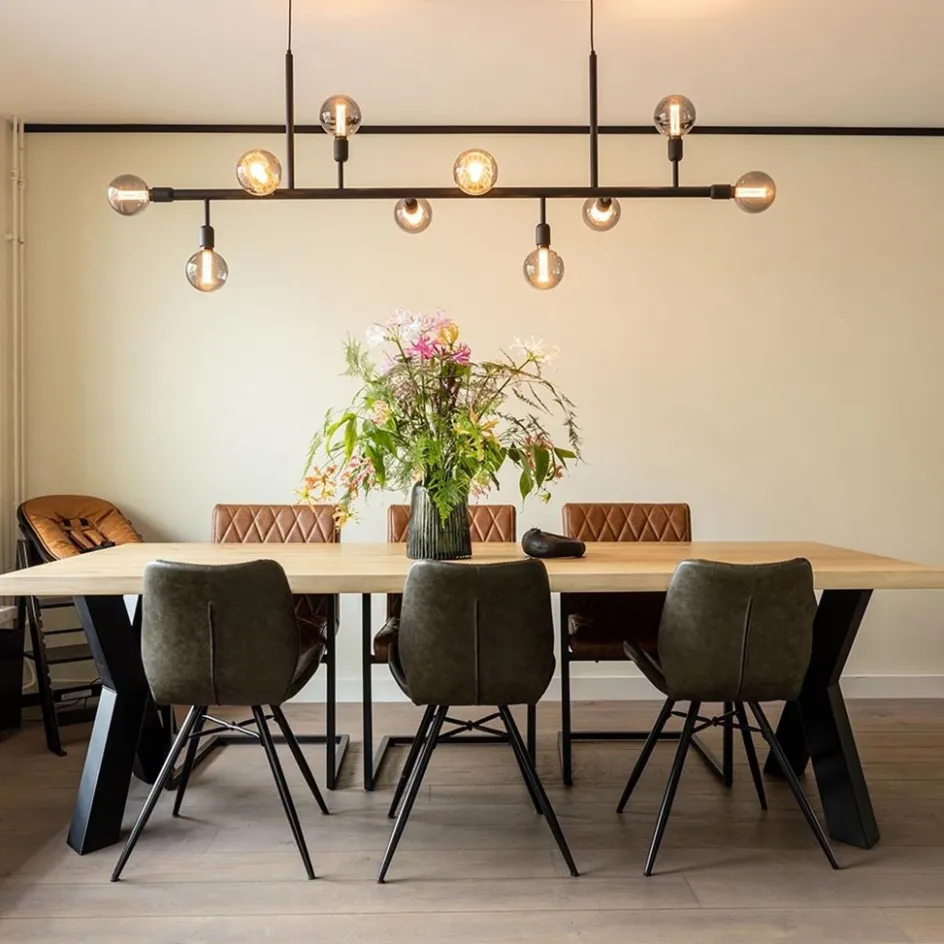 Grote 10-lichts eettafelhanglamp zwart exclusief lichtbronnen>Straluma Sale