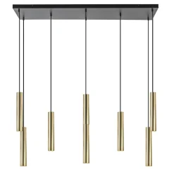 Grote 8-lichts hanglamp cilinder zwart met goud>Straluma Sale