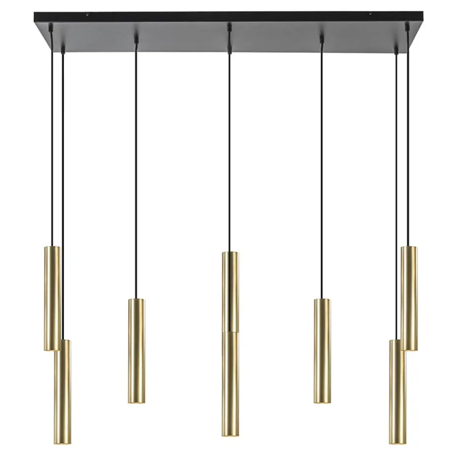 Grote 8-lichts hanglamp cilinder zwart met goud>Straluma Sale