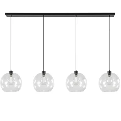 Grote 4-lichts hanglamp zwart met helder glazen bollen>Straluma Outlet