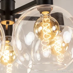 Grote 5-lichts plafondlamp helder glas>Straluma