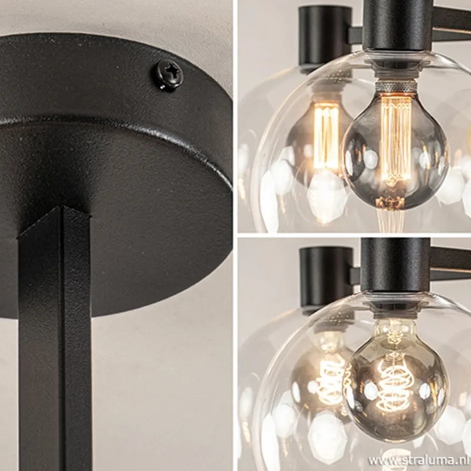 Grote 5-lichts plafondlamp helder glas>Straluma