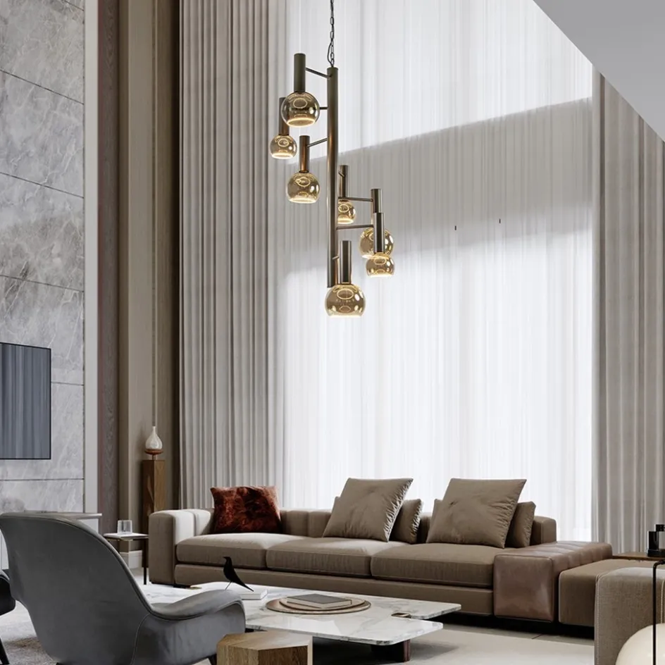 Grote 7-lichts Vide hanglamp brons>Straluma Hot