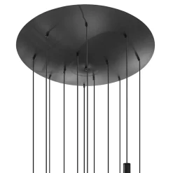 Grote 12-lichts videlamp mat zwart met zwarte pendels>Straluma Sale