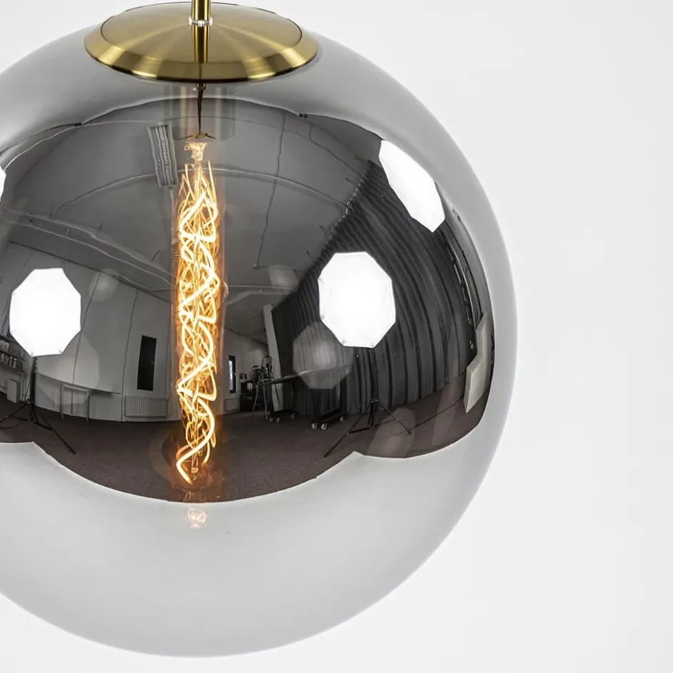 Grote luxe hanglamp brons + smoke glas Medina>Straluma Discount