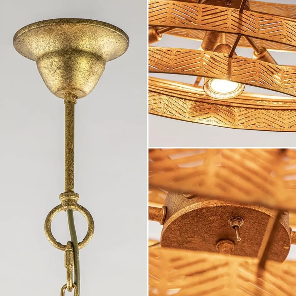 Grote metalen hanglamp ovaal brons>Straluma Discount