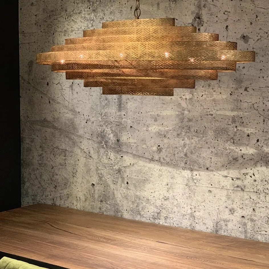 Grote metalen hanglamp ovaal brons>Straluma Discount