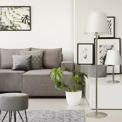 Grote moderne tafellamp Calabro nikkel glas></noscript>Straluma Best