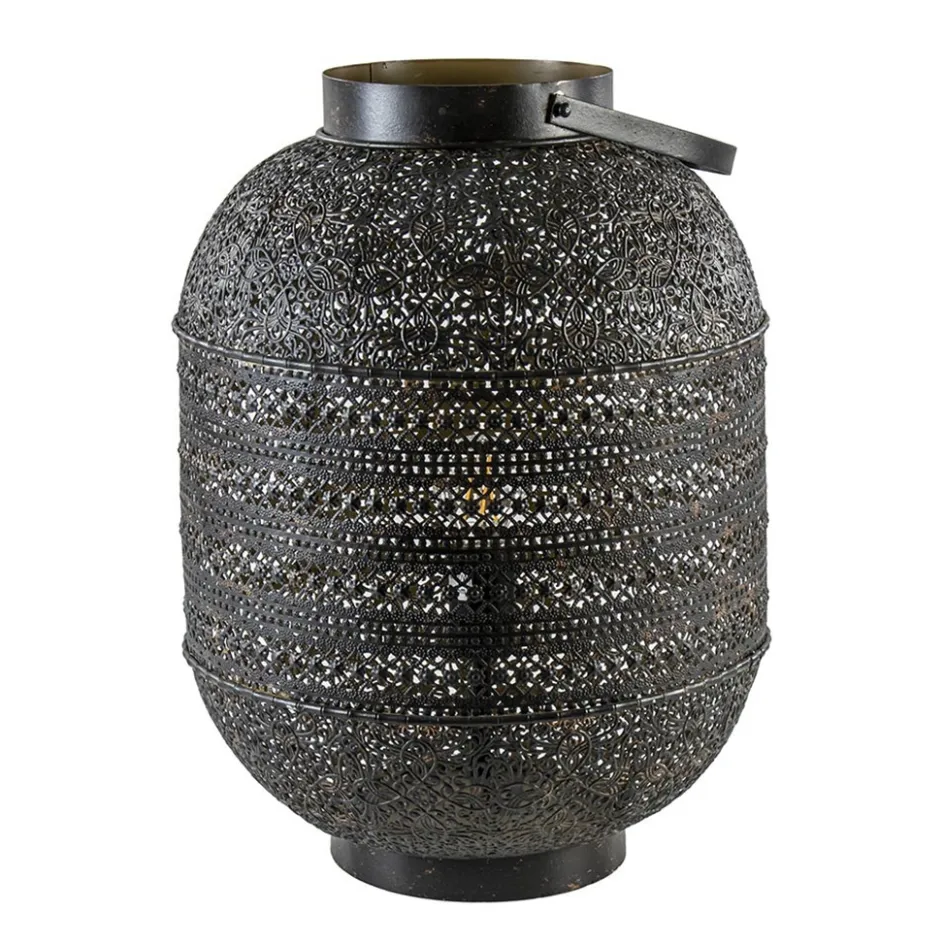 Grote Oosterse tafellamp lantaarn donker bruin>Straluma Best