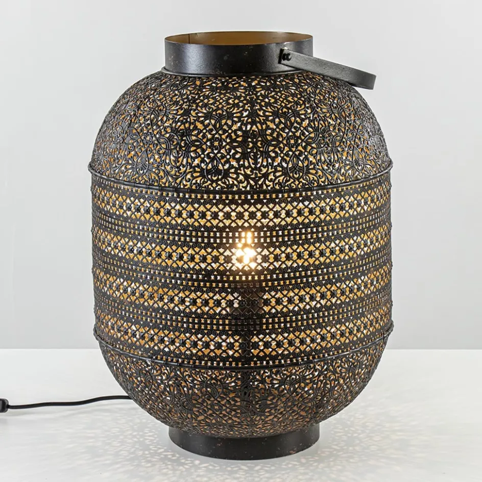 Grote Oosterse tafellamp lantaarn donker bruin>Straluma Best