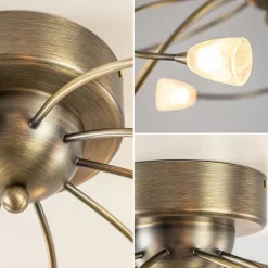 Grote plafondlamp brons met wit glas inclusief LED></noscript>Straluma Clearance