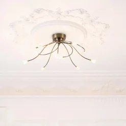 Grote plafondlamp brons met wit glas inclusief LED></noscript>Straluma Clearance