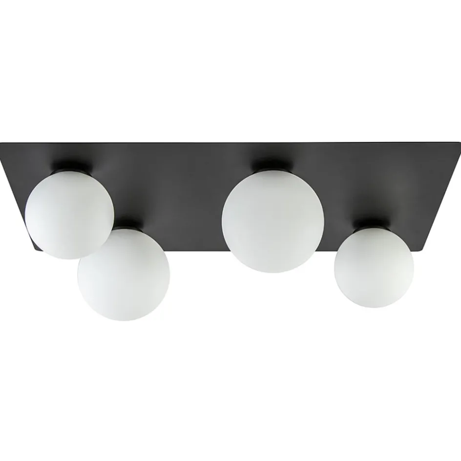 Grote plafondlamp rechthoekig zwart met witte bollen>Straluma Best