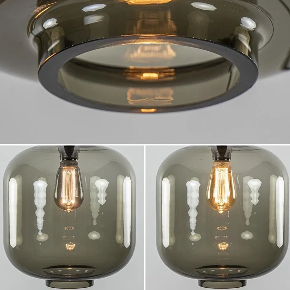 Grote plafondlamp smoke glas met mat zwart>Straluma Sale