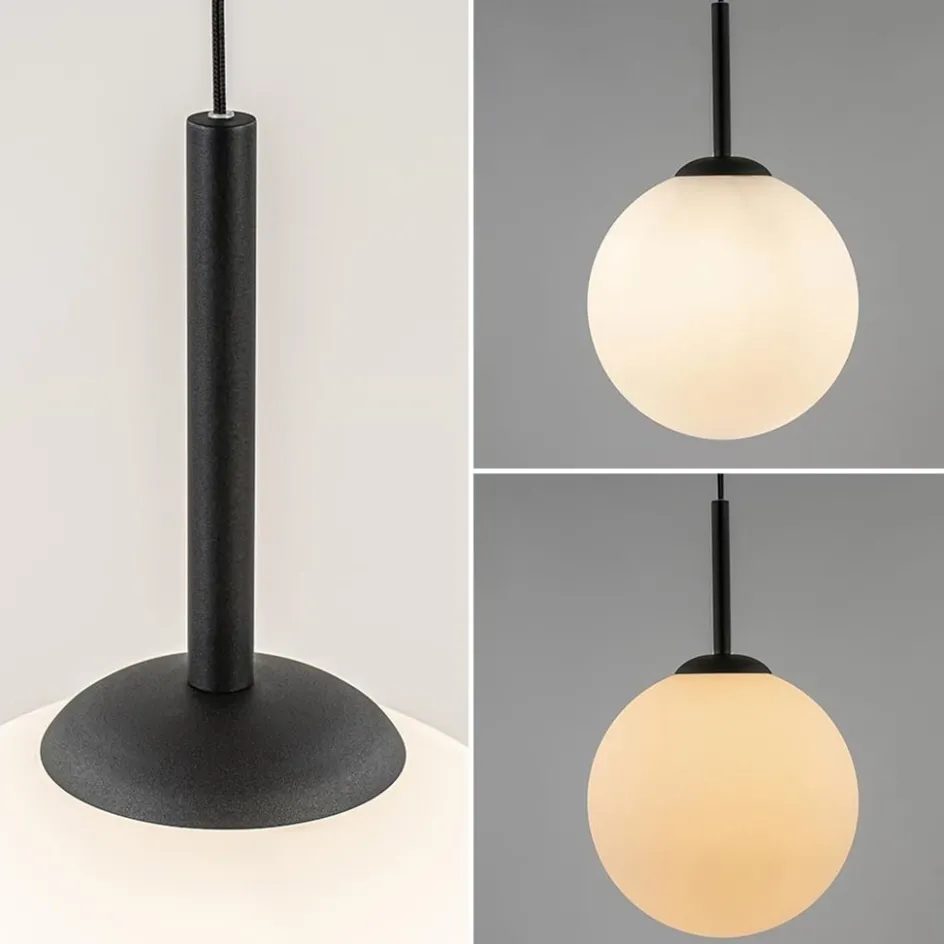Grote retro hanglamp opaal glas met zwart>Straluma