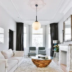 Grote retro hanglamp opaal glas met zwart><noscript><img width=