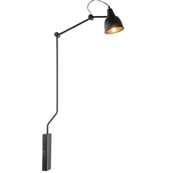 Grote retro wandlamp met zwarte kap verstelbaar>Straluma Hot