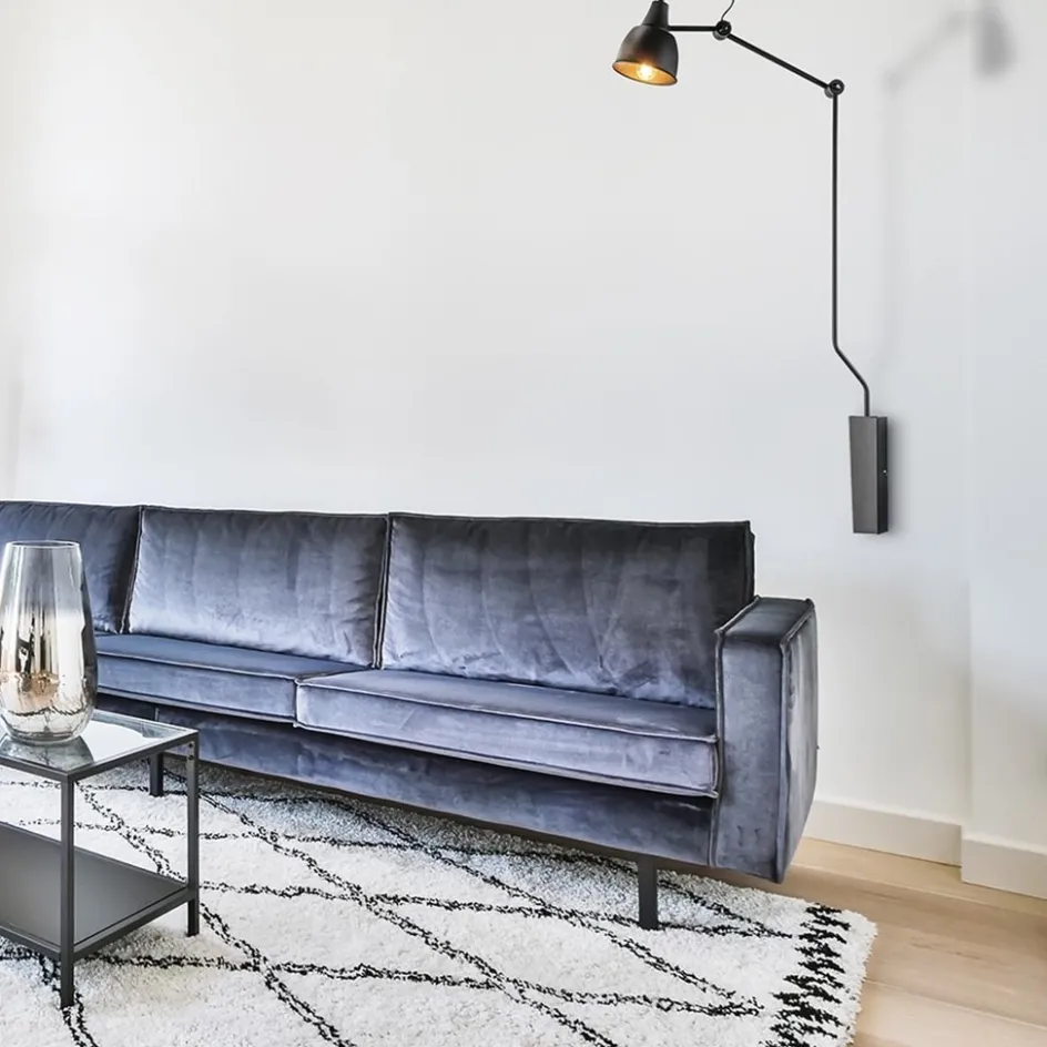 Grote retro wandlamp met zwarte kap verstelbaar>Straluma Hot