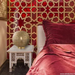 Grote tafellamp antiek messing met decoratief dessin><noscript><img width=