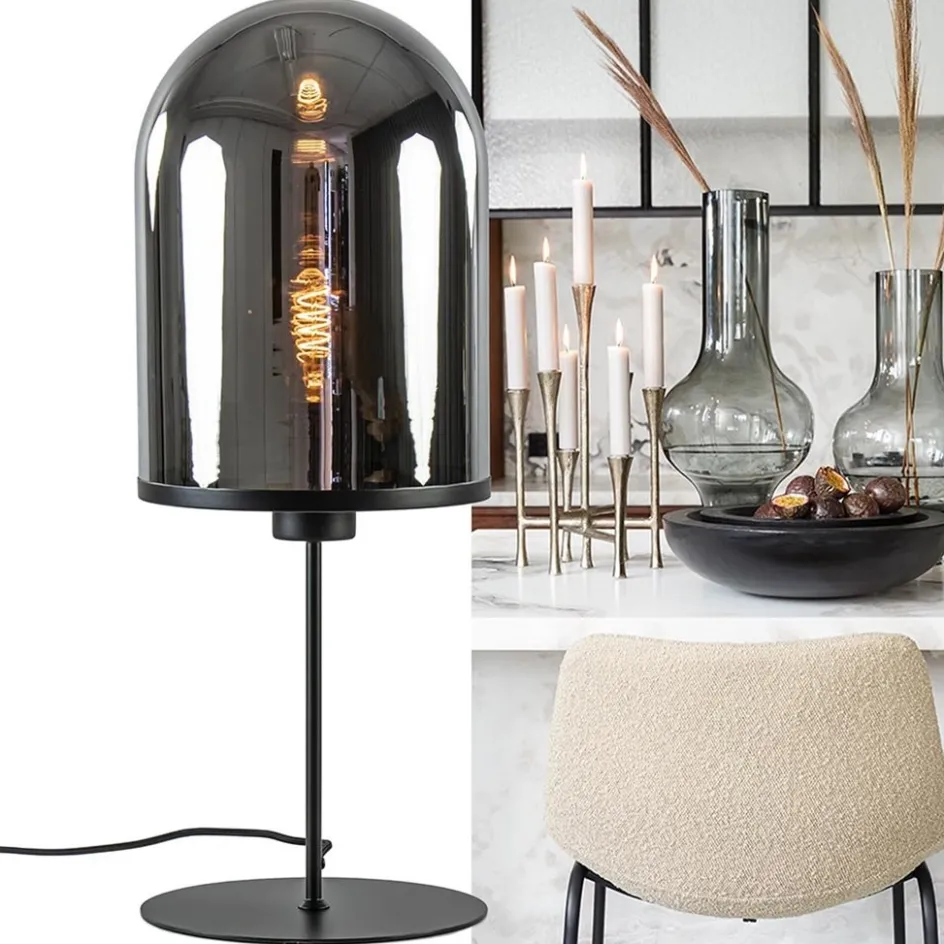 Grote tafellamp Maverick mat zwart met smoke glas>Straluma Best