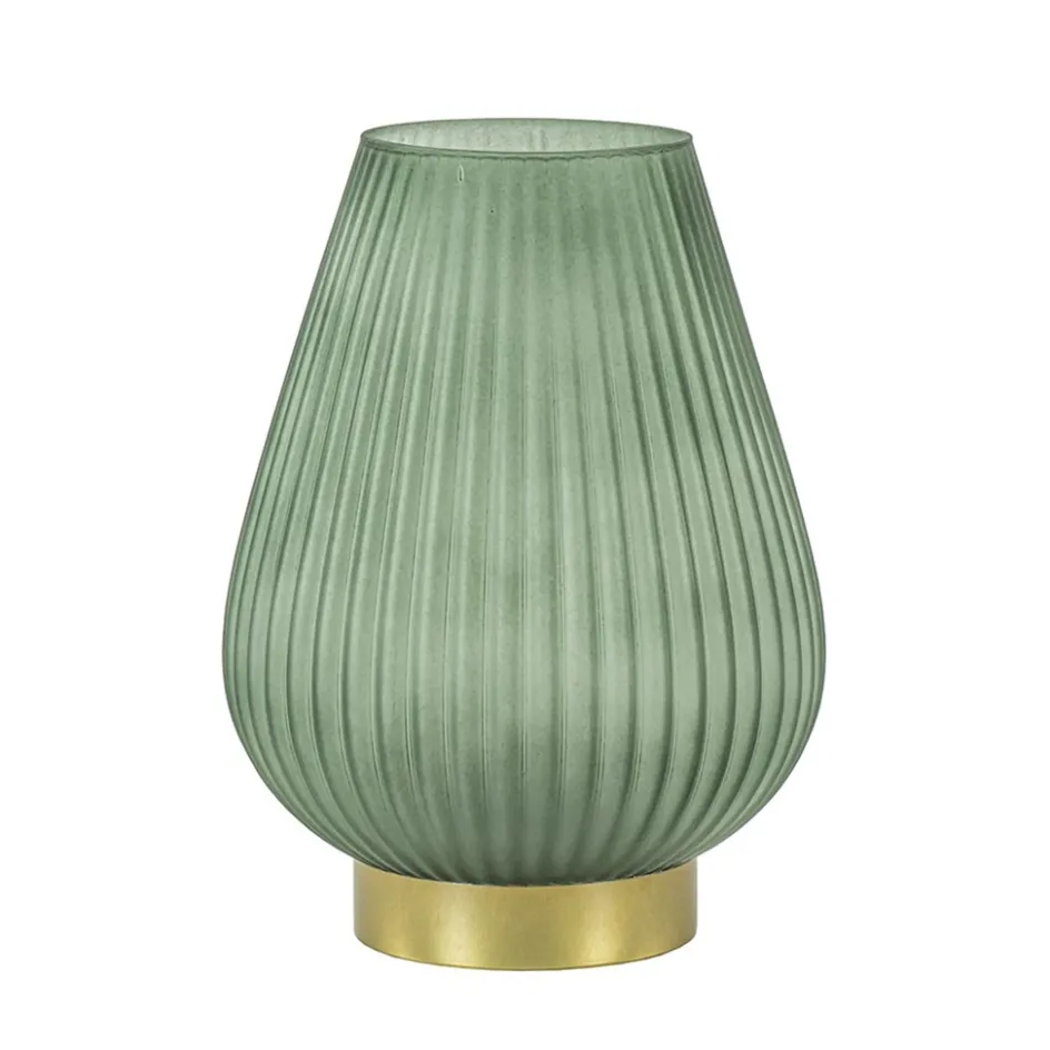 Grote tafellamp op batterij Tajera donker groen/goud>Straluma