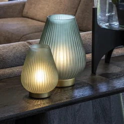 Grote tafellamp op batterij Tajera donker groen/goud><noscript><img width=