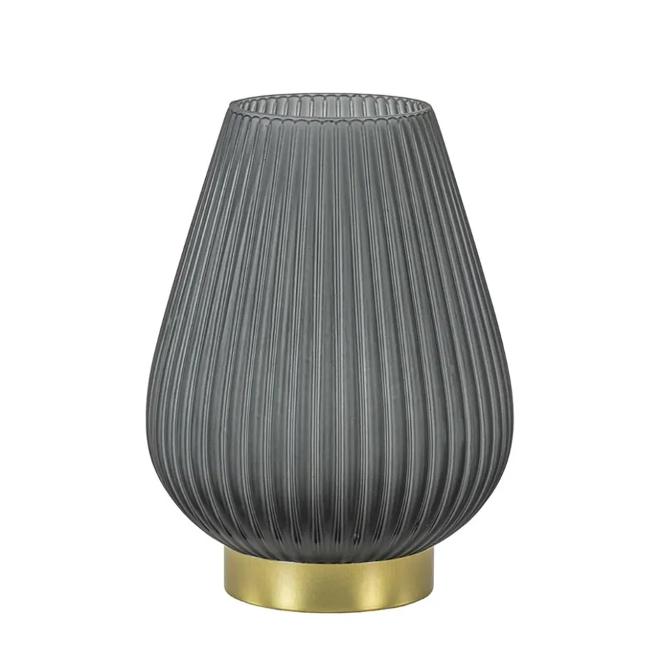 Grote tafellamp Tajera op batterij mat grijs/goud L&L>Straluma