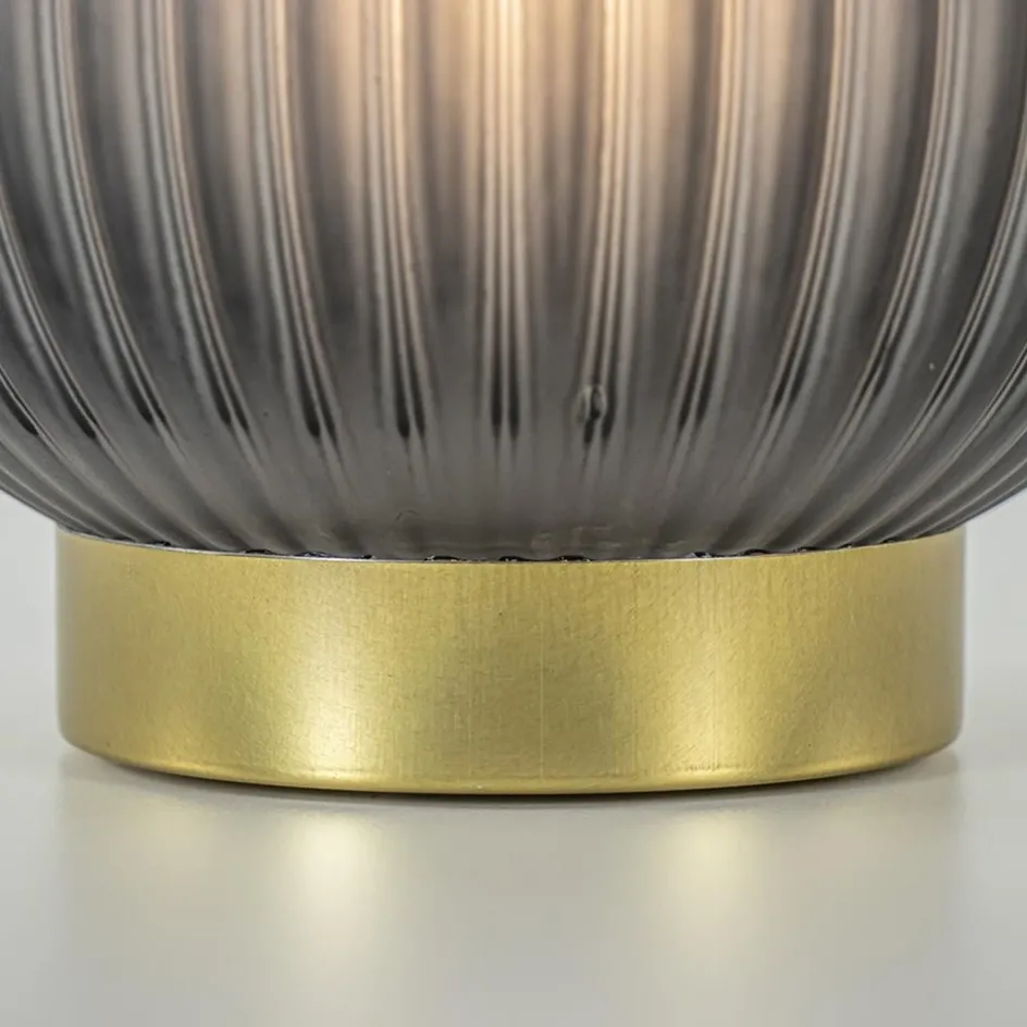 Grote tafellamp Tajera op batterij mat grijs/goud L&L>Straluma