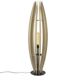 Grote vloerlamp blank hout met mat zwarte voet>Straluma New