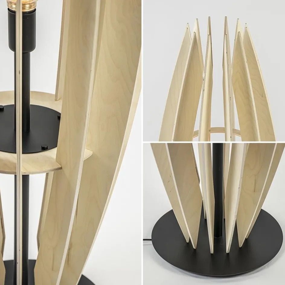 Grote vloerlamp blank hout met mat zwarte voet>Straluma New