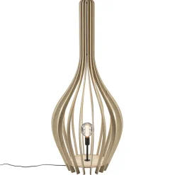 Grote vloerlamp kegel naturel hout met zwart>Straluma Outlet