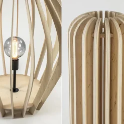 Grote vloerlamp kegel naturel hout met zwart></noscript>Straluma Outlet