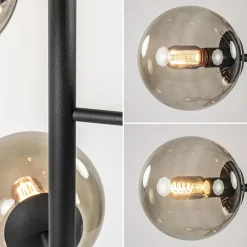 Grote vloerlamp 6-lichts zwart met smoke glazen bollen></noscript>Straluma New
