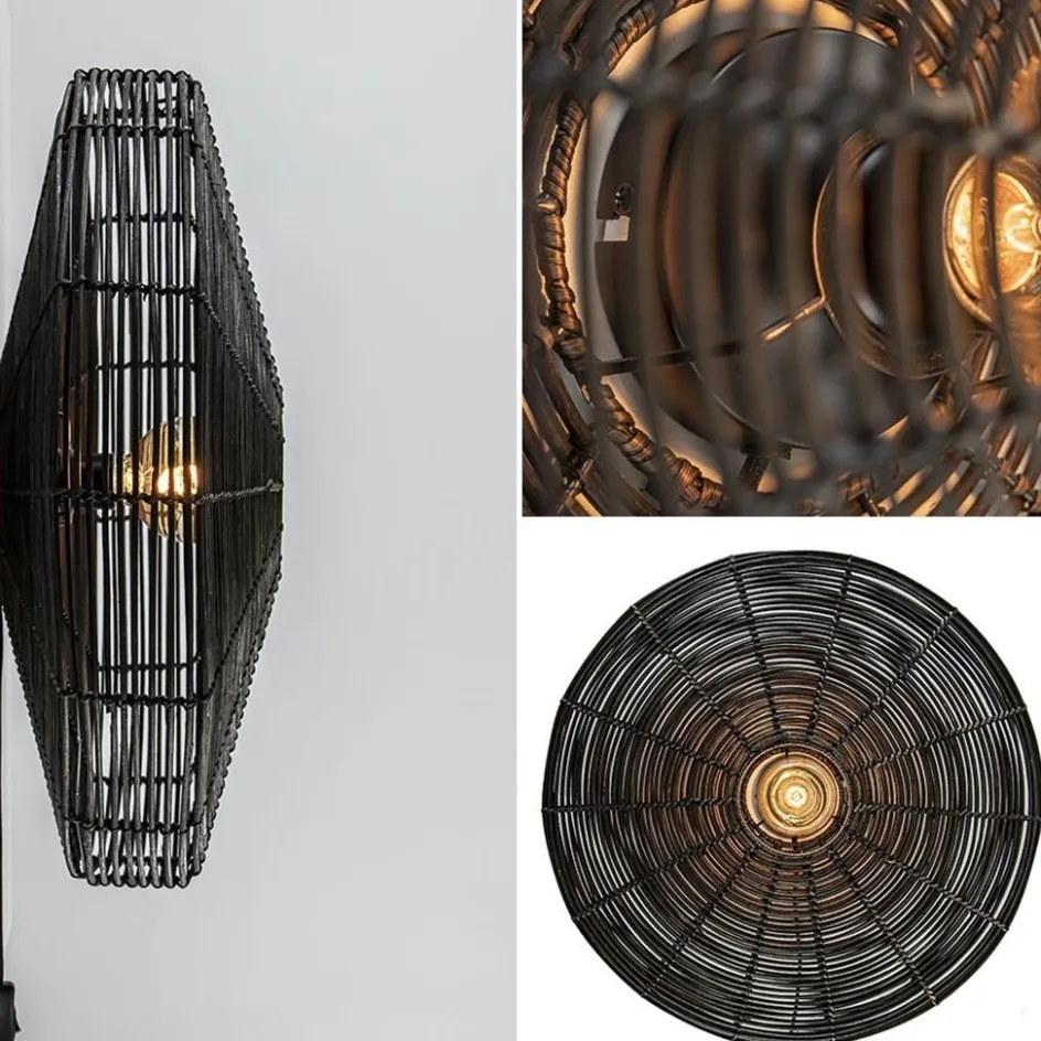 Grote wandlamp Mataka donker bruin rotan inclusief snoer>Straluma New