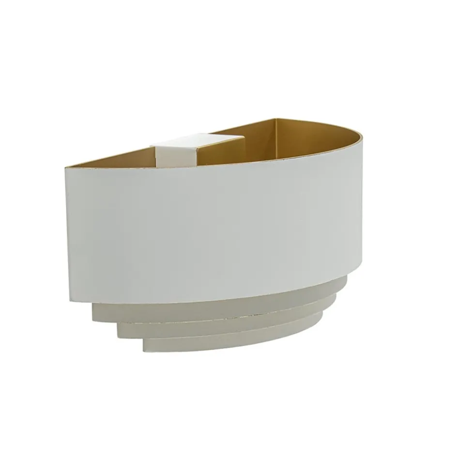 Half ronde wandlamp wit met goud>Straluma