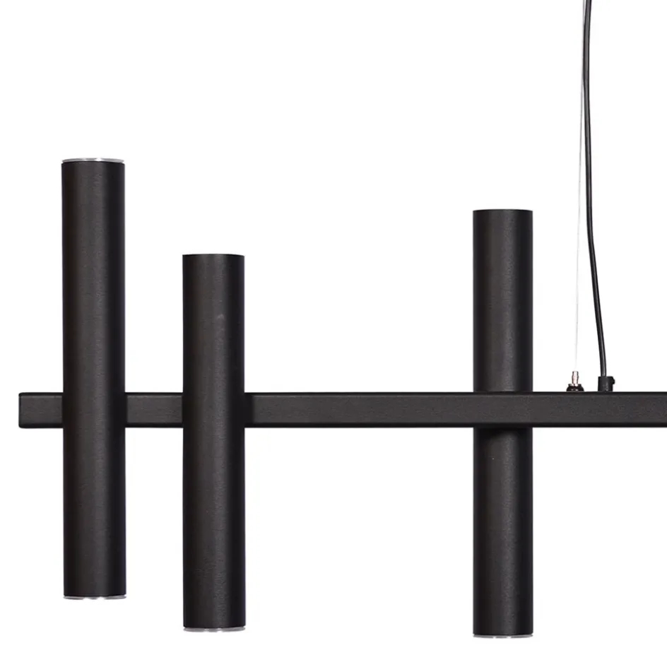 Hanglamp 8 tubes op balk zwart 140cm>Straluma Outlet