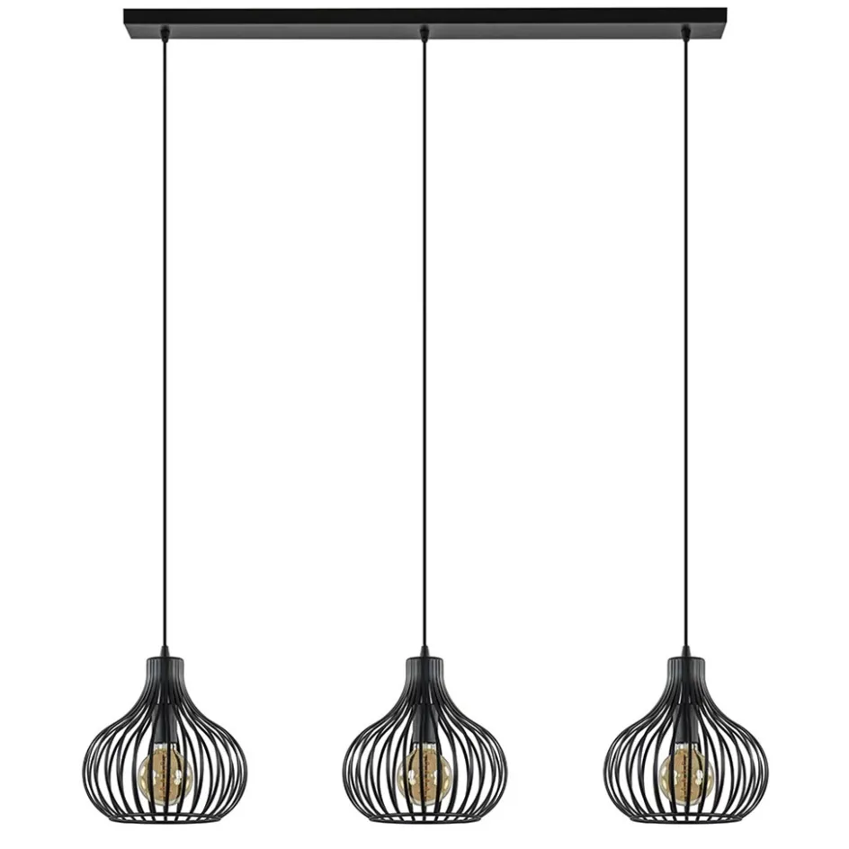 Hanglamp Aglio 28cm 3L op balk zwart>Straluma Online
