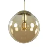 Hanglamp amber glazen bol 25 cm met messing>Straluma Discount