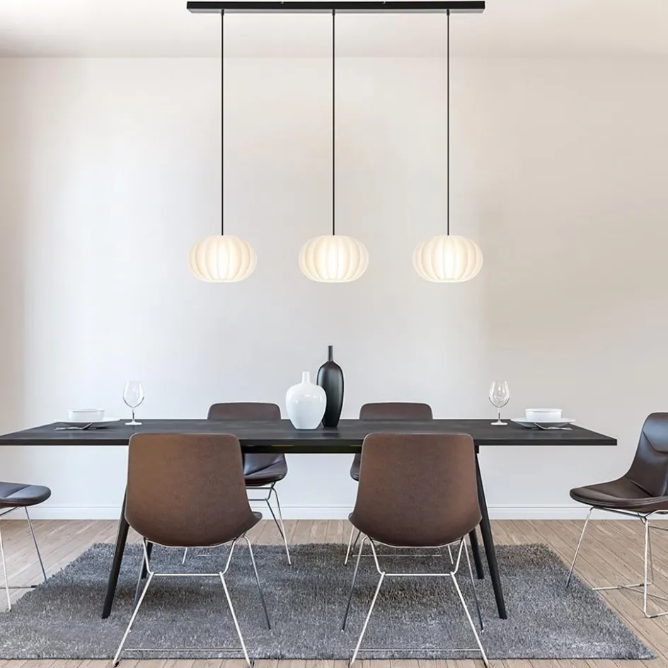 Hanglamp Arena 3L op balk zwart/kap wit>Straluma Best