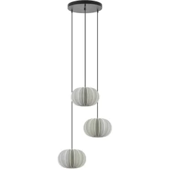 Hanglamp Arena 3L rond zwart/kap wit>Straluma New
